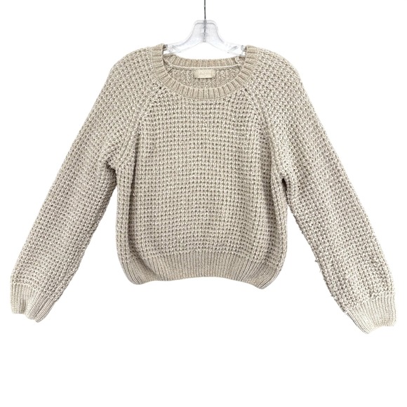 Altar'd State Sweaters - Altar'd State‎ Chenille Sweater Womens Medium Beige Waffle Knit Cropped Pullover